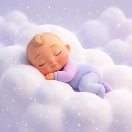 Dodo's White Noise sound picture: a sleepy cartoon baby on a cotton candy cloud